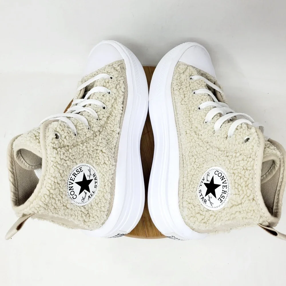 Converse Move Platform Sherpa Kids 2 Fluffy Fuzzy Chuck Taylor All Star Shoes